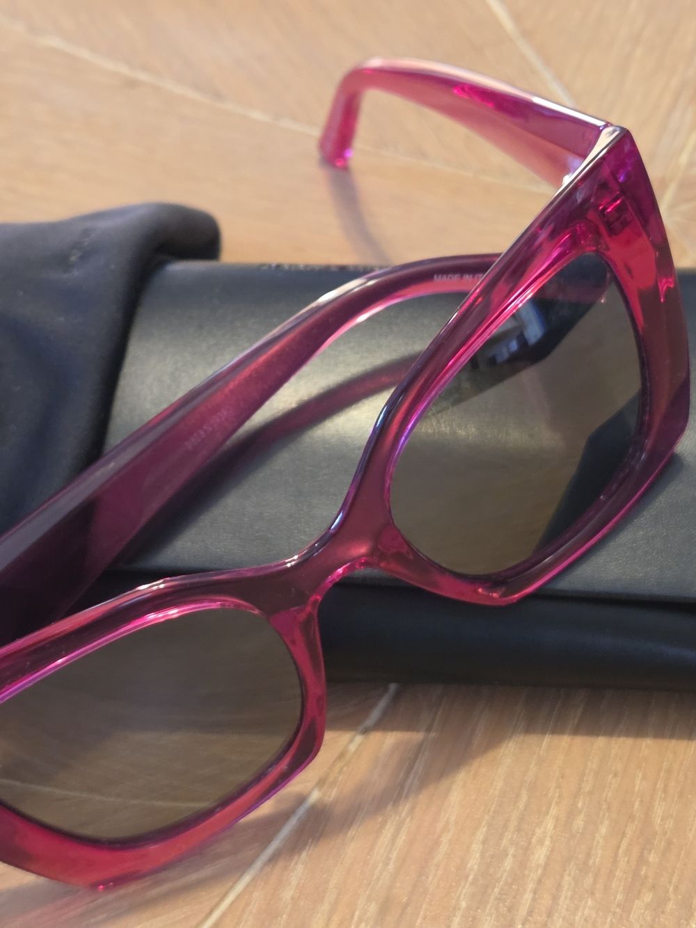 Saint Laurent Hot Pink Transparent Cat-Eye Sunglasses